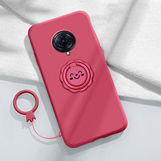 Coque Ultra Fine Silicone Souple Housse Etui avec Support Bague Anneau Aimante Magnetique A04 pour Vivo Nex 3 5G Vin Rouge