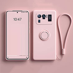 Coque Ultra Fine Silicone Souple Housse Etui avec Support Bague Anneau Aimante Magnetique A04 pour Xiaomi Mi 11 Ultra 5G Rose