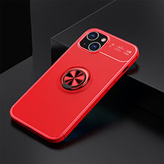 Coque Ultra Fine Silicone Souple Housse Etui avec Support Bague Anneau Aimante Magnetique A05 pour Apple iPhone 14 Rouge