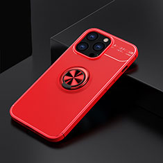 Coque Ultra Fine Silicone Souple Housse Etui avec Support Bague Anneau Aimante Magnetique A05 pour Apple iPhone 15 Pro Max Rouge