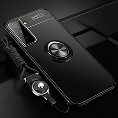 Coque Ultra Fine Silicone Souple Housse Etui avec Support Bague Anneau Aimante Magnetique A05 pour Samsung Galaxy S21 FE 5G Noir