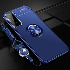 Coque Ultra Fine Silicone Souple Housse Etui avec Support Bague Anneau Aimante Magnetique A05 pour Samsung Galaxy S24 5G Bleu