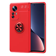 Coque Ultra Fine Silicone Souple Housse Etui avec Support Bague Anneau Aimante Magnetique A05 pour Xiaomi Mi 12 5G Rouge