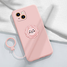 Coque Ultra Fine Silicone Souple Housse Etui avec Support Bague Anneau Aimante Magnetique A06 pour Apple iPhone 13 Mini Rose