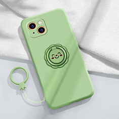 Coque Ultra Fine Silicone Souple Housse Etui avec Support Bague Anneau Aimante Magnetique A06 pour Apple iPhone 13 Mini Vert