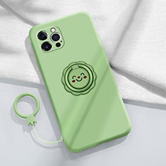 Coque Ultra Fine Silicone Souple Housse Etui avec Support Bague Anneau Aimante Magnetique A06 pour Apple iPhone 13 Pro Max Vert