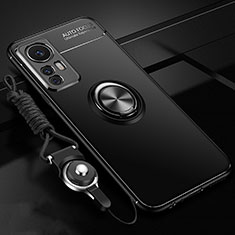 Coque Ultra Fine Silicone Souple Housse Etui avec Support Bague Anneau Aimante Magnetique A06 pour Xiaomi Mi 12 Lite 5G Noir