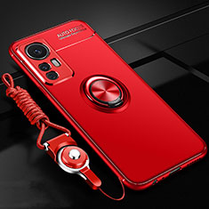 Coque Ultra Fine Silicone Souple Housse Etui avec Support Bague Anneau Aimante Magnetique A06 pour Xiaomi Mi 12S 5G Rouge