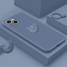 Coque Ultra Fine Silicone Souple Housse Etui avec Support Bague Anneau Aimante Magnetique A07 pour Apple iPhone 14 Plus Bleu
