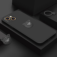 Coque Ultra Fine Silicone Souple Housse Etui avec Support Bague Anneau Aimante Magnetique A07 pour Apple iPhone 14 Plus Noir