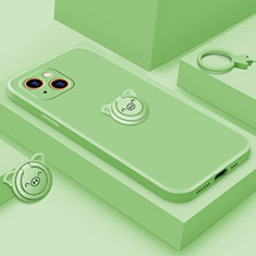Coque Ultra Fine Silicone Souple Housse Etui avec Support Bague Anneau Aimante Magnetique A07 pour Apple iPhone 14 Plus Vert