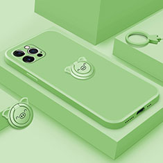 Coque Ultra Fine Silicone Souple Housse Etui avec Support Bague Anneau Aimante Magnetique A07 pour Apple iPhone 16 Pro Vert