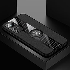 Coque Ultra Fine Silicone Souple Housse Etui avec Support Bague Anneau Aimante Magnetique A07 pour Xiaomi Mi 12 5G Noir