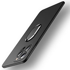 Coque Ultra Fine Silicone Souple Housse Etui avec Support Bague Anneau Aimante Magnetique A09 pour Apple iPhone 15 Pro Max Noir