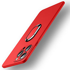 Coque Ultra Fine Silicone Souple Housse Etui avec Support Bague Anneau Aimante Magnetique A09 pour Apple iPhone 15 Pro Max Rouge