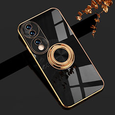 Coque Ultra Fine Silicone Souple Housse Etui avec Support Bague Anneau Aimante Magnetique AN1 pour Huawei Honor 70 5G Noir