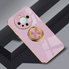 Coque Ultra Fine Silicone Souple Housse Etui avec Support Bague Anneau Aimante Magnetique AN1 pour Huawei Mate 60 Pro+ Plus Violet Clair