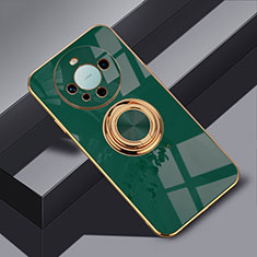 Coque Ultra Fine Silicone Souple Housse Etui avec Support Bague Anneau Aimante Magnetique AN1 pour Huawei Mate 60 Pro Vert