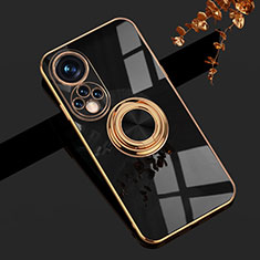 Coque Ultra Fine Silicone Souple Housse Etui avec Support Bague Anneau Aimante Magnetique AN1 pour Huawei Nova 9 Pro Noir