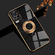 Coque Ultra Fine Silicone Souple Housse Etui avec Support Bague Anneau Aimante Magnetique AN1 pour Vivo iQOO 7 Legend 5G Noir