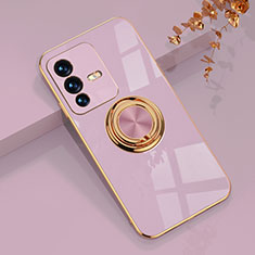 Coque Ultra Fine Silicone Souple Housse Etui avec Support Bague Anneau Aimante Magnetique AN1 pour Vivo V23 5G Violet Clair