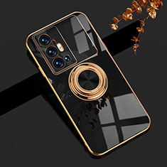 Coque Ultra Fine Silicone Souple Housse Etui avec Support Bague Anneau Aimante Magnetique AN1 pour Vivo X70 Pro+ Plus 5G Noir