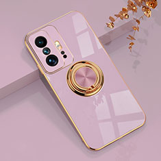 Coque Ultra Fine Silicone Souple Housse Etui avec Support Bague Anneau Aimante Magnetique AN1 pour Xiaomi Mi 11T 5G Violet Clair