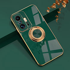 Coque Ultra Fine Silicone Souple Housse Etui avec Support Bague Anneau Aimante Magnetique AN1 pour Xiaomi Mi 11T Pro 5G Vert