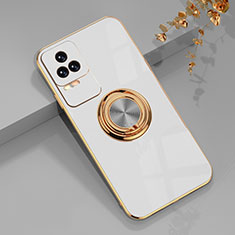 Coque Ultra Fine Silicone Souple Housse Etui avec Support Bague Anneau Aimante Magnetique AN1 pour Xiaomi Poco F4 5G Blanc