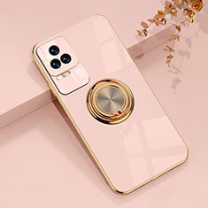 Coque Ultra Fine Silicone Souple Housse Etui avec Support Bague Anneau Aimante Magnetique AN1 pour Xiaomi Poco F4 5G Or Rose