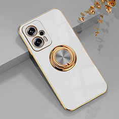 Coque Ultra Fine Silicone Souple Housse Etui avec Support Bague Anneau Aimante Magnetique AN1 pour Xiaomi Poco X4 GT 5G Blanc