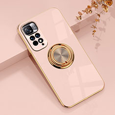 Coque Ultra Fine Silicone Souple Housse Etui avec Support Bague Anneau Aimante Magnetique AN1 pour Xiaomi Poco X4 NFC Rose