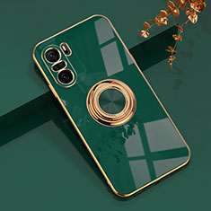 Coque Ultra Fine Silicone Souple Housse Etui avec Support Bague Anneau Aimante Magnetique AN1 pour Xiaomi Redmi K40 5G Vert