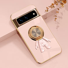 Coque Ultra Fine Silicone Souple Housse Etui avec Support Bague Anneau Aimante Magnetique AN2 pour Google Pixel 7 Pro 5G Or Rose