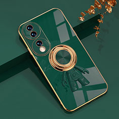 Coque Ultra Fine Silicone Souple Housse Etui avec Support Bague Anneau Aimante Magnetique AN2 pour Huawei Honor 70 5G Vert