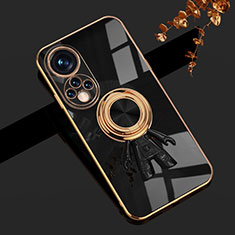 Coque Ultra Fine Silicone Souple Housse Etui avec Support Bague Anneau Aimante Magnetique AN2 pour Huawei Nova 9 Noir