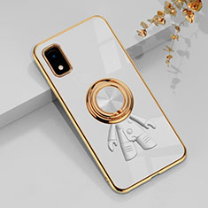 Coque Ultra Fine Silicone Souple Housse Etui avec Support Bague Anneau Aimante Magnetique AN2 pour Sharp Aquos wish3 Blanc