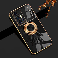 Coque Ultra Fine Silicone Souple Housse Etui avec Support Bague Anneau Aimante Magnetique AN2 pour Vivo X70 Pro+ Plus 5G Noir