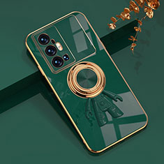 Coque Ultra Fine Silicone Souple Housse Etui avec Support Bague Anneau Aimante Magnetique AN2 pour Vivo X70 Pro+ Plus 5G Vert