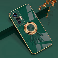 Coque Ultra Fine Silicone Souple Housse Etui avec Support Bague Anneau Aimante Magnetique AN2 pour Vivo X70t Vert