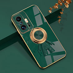 Coque Ultra Fine Silicone Souple Housse Etui avec Support Bague Anneau Aimante Magnetique AN2 pour Xiaomi Mi 11T 5G Vert