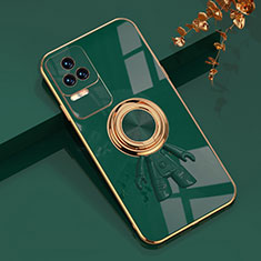 Coque Ultra Fine Silicone Souple Housse Etui avec Support Bague Anneau Aimante Magnetique AN2 pour Xiaomi Poco F4 5G Vert