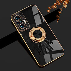 Coque Ultra Fine Silicone Souple Housse Etui avec Support Bague Anneau Aimante Magnetique AN2 pour Xiaomi Poco M5S Noir