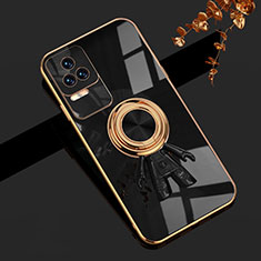 Coque Ultra Fine Silicone Souple Housse Etui avec Support Bague Anneau Aimante Magnetique AN2 pour Xiaomi Redmi K40S 5G Noir