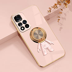 Coque Ultra Fine Silicone Souple Housse Etui avec Support Bague Anneau Aimante Magnetique AN2 pour Xiaomi Redmi Note 11 5G Rose