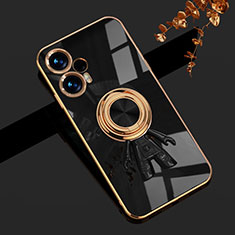 Coque Ultra Fine Silicone Souple Housse Etui avec Support Bague Anneau Aimante Magnetique AN2 pour Xiaomi Redmi Note 12 Turbo 5G Noir