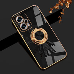 Coque Ultra Fine Silicone Souple Housse Etui avec Support Bague Anneau Aimante Magnetique AN2 pour Xiaomi Redmi Note 12T Pro 5G Noir