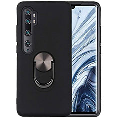 Coque Ultra Fine Silicone Souple Housse Etui avec Support Bague Anneau Aimante Magnetique D04 pour Xiaomi Mi Note 10 Pro Noir