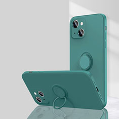 Coque Ultra Fine Silicone Souple Housse Etui avec Support Bague Anneau Aimante Magnetique G01 pour Apple iPhone 13 Vert