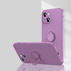 Coque Ultra Fine Silicone Souple Housse Etui avec Support Bague Anneau Aimante Magnetique G01 pour Apple iPhone 13 Violet